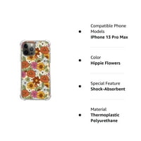 Kućište cvijeća hipi za iPhone pro max, estetsko umjetničko dizajn TPU pogon otporan na pogon
