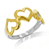 Srca modni prsten u žutom zlatu prekriveno. Sterling srebrne veličine za odrasle