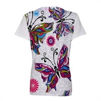 Trendy Leptir Majica, Ženski Ljetni vrhovi tunika kratkih rukava, plus veličina V izrez Grafički majica,