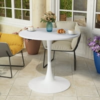 32 Moderni okrugli trpezarijski stol s okruglim MDF tablicama, metalnim bazom trpezarijski stol, krajnji sto za kavu za odmor bijela