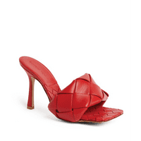Dellytop Ženski kvadrat Otvoreni trzaji vučne kožne sandale od kože Stiletto klizanje na cipelama visoke