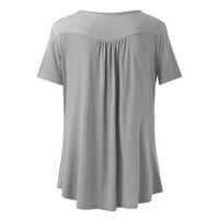 Žene vrhovi Ležerne u trendy plus veličine Gradijent ispisani V izrez kratki rukav gumb pulover tenk Ženske majice