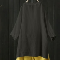 Ženski vrhovi dugih rukava modna bluza Grafički print Žene Ljeto Henley majice Tunika Tee Siva 2xl