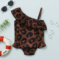 Juebong Toddler Baby Girls One Leopard tiskani ruffles kupaći kostimi, smeđi, 120