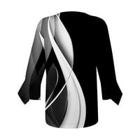 EFSTEB ženske tunike modne tiskane Trendy Trendy Tro-četvrt rukava Tunic V-izrez Crochet čipkani oblozi slobodno vrijeme Udobno opušteno bluza Crna S