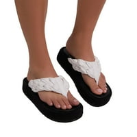Zpanxa papuče za žene Ljeto Novo modno Ležerne prilike na otvorenom Mid-peta Žene jednoredne cipele na petu Flip flops za žene bijele 42