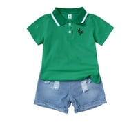 Kucnuzki 3T Toddler Boy ljetne odjeće Shars setovi 4t kratkih rukava Kokosovo stablo Veze čvrsto kolor