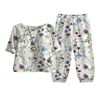 Sanviglor Dame Sleepwear cvjetno tiskovina noćna odjeća salon salon Ležerne prilike PJS Ljeto pidžama