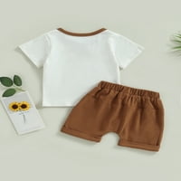Calsunbaby Toddler Baby Boys Ljetne kratke hlače Slova za rukav Ispis majica s elastičnim šarkama za