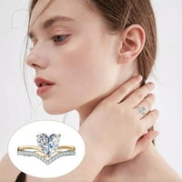 Heiheiup Love u obliku rinestonskog prstena Dijamantni ljubavni prsten elegantni geometrija Rhinestone prsten puni dijamantni prstenovi za tinejdžere
