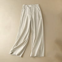 Teretne hlače Žene Baggy džep elastične prozračne labave pamučne i posteljine pantalone za žensko