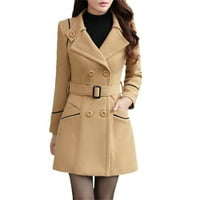 IOPQO jakne za žene Ženska vuna dvostruki kaput elegantno dugih rukava radna kancelarija modna jakna