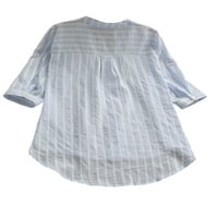 Prednjeg swald-a za žene s gužvenim ručicama košulje od vratara V izrez Labavi povremeni bluza Džepni
