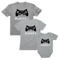Gamer majice za tatu, mama i dječji igrač otac materičnih košulja Baby Bodysuit tata siva l mama siva