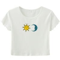 Košulje za žene Ženski ljetni kratki rukav Okrugli vrat Ležerne prilike od ramena Top majica Loose Top