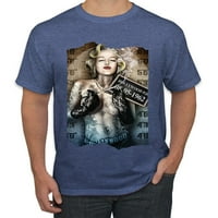 Divlji Bobby Marilyn Monroe Pušenje Hollywood Pop kultura Muškarci Grafički tee, Vintage Heather Blue,
