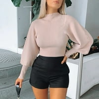 Cleariance Ženska turtleneck dugi rukav kabel pletena pulover žakard džemper casual rebrastim komada