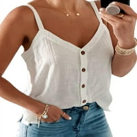 NLIFE ženske dugmad bez rukava V izrez Solid CAMI bluza