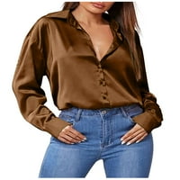 Lenago tunika bluza za žene plus veličine labave casual dugih rukava od pune rukavice down ovratnika