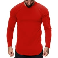 Wozhidaoke majice za muškarce Muške sportske fitness na otvorenom zakrivljenim rukom čvrsta boja okrugla vrata majica s dugim rukavima vrhunske majice za muškarce