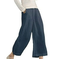 Visoke pantalone za široke struk za žene višestruko pune boje pamučne labave kafe casual široke noge