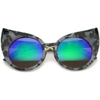 Ženska moda Bold Mermer okvir Zrcali su sunčane naočale okrugle mačke