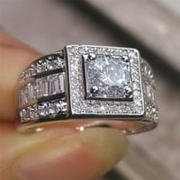 Glupest breze Muškarci Rhinestone Vjenčani angažman prsten prsten za prsten za zabavu ukras poklon bakar