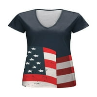 Dame ljeto vrhovi američke zastave T-majica s kratkim rukavima za majicu TUNIC Bluza casual pulover plavi 5xl