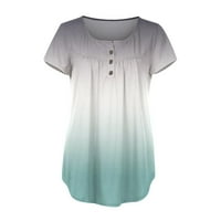 Žene Ljetne bluze Ženska V-izrez kratki rukav down dolje Tunic Tops modne ležerne majice na saglasnoj majica Tee Green 2xl