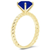 2.0ct okrugli rez simulirani plavi safir 14k žuti zlatni godišnjički angažovani prsten veličine 4,75