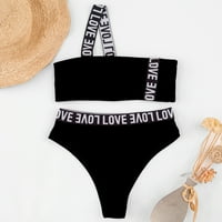 Zrbywb New Ljetni ženski plaža Bikini kupaći kostimi Ženski kupaći kostimi Pismo Ispiši dvodijelni kupaći