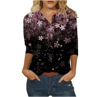 Ženski trendov slobodni vrhovi casual casual coffy gumba odjeća za ljetnu prodaju V izrez pulover cvjetni