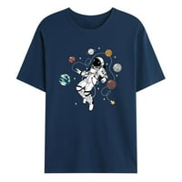 Duks lilgiuy za muškarce Ležerne prilike modni okrugli vrat Pulover Space Planet Print majica kratkih rukava
