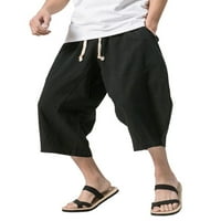 Avamo mens casual labave hlače Prozračne ljetne plažne kratke hlače posteljine pamučne hlače s džepovima