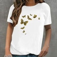 Prodaja Žene Ljetne vrhove Butterfly Graphic Print Crewneck Tee Majica Teen Grils Modna odjeća Ležerne