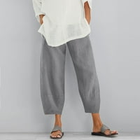 PIMFILM pantski pamučni ženski usjev ubodno boje čista i hlače harem posteljina elastična sa džepom