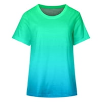 Ljetni vrhovi za žene okrugli vrat Gradient Ispis majica kratkih rukava Tee Green XL