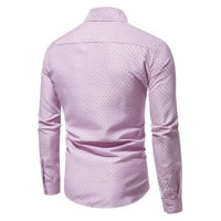 Penskeiy muške košulje za rušenje Muškarci bez gvožđa Labavi taster LEAL majica s dugim rukavima ružičaste