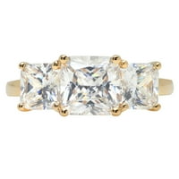 4.0ct Squaragd Smaragd Cut White Sapphire 14K žuta zlatna godišnjica Angažovane kamenske prstene veličine