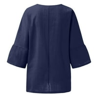 Vivianyo HD Womens Tops Plus size Ženske ljetne modne obrezive rukave Okrugli vrat Pamuk linijska labava