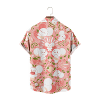 Fnyko Men & Boys Summer Havajske majice Crtani Cute Print Colorful Relapirano-fit casual majica s kratkim rukavima dolje Havajska majica Modni poklon za plažu