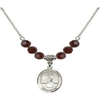 Rodijumska ogrlica sa crvenim sijernim rodnim mjesecom kamene perle i sveti Christopher Vaterpolo-ženski šarm