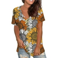 Ženski ljetni vrhovi, ženski tiskani tunički vrhovi Trendi ljetne casual ugrađene majice kratkih rukava