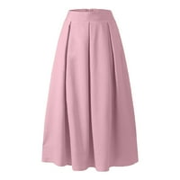 Ženska maxi nagnuta suknja modni proljetni ljetni pojas patent zatvarač visoki struk čvrsto retro suknja pluća ružičasta m