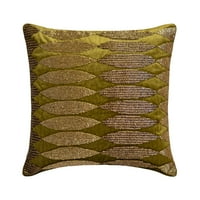 Kauč ​​na kauču, zeleni i zlatni 16 X16 navlake za jastuke, baršunasti jastuci za bacanje za kauč za kauč, geometrijski uzorak moderan stil - baršunasti preliv