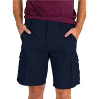 Muški pamučni kratke hlače Classic-Fit Golf kratke hlače Ležerne prilike za teret sa džepovima