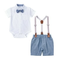 Dječaci u toddler casual baby pamuk ljeto gospodo outfets skraćeno kratki rukav Bowtie Romper Suspender Shorts Outfits Odjeća za odjeću