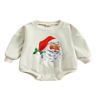 Qinghua novorođene dječje dječake Božićni romper Santa Ispis Dugim rukavima Kombinezon za dugi rukav, jesenska odjeća za 0 mjeseci
