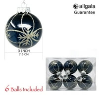Allgala 6-PK luksuzni sjaj Božićno ukrašavanje Božićno ukrašavanje kuglice-navy Blue-XB93105