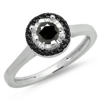 Dazzlingrock kolekcija 0. Carat 14k okrugli crni dijamant Bridal halo stil angažman prsten ct, bijelo